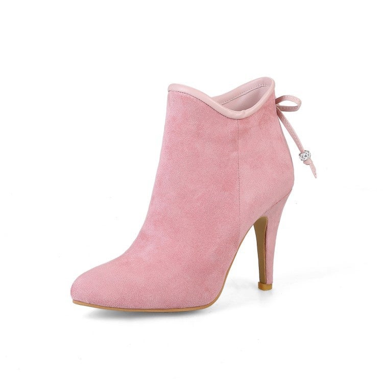 2017 Sweet Bow Short Boots Thin Heel High Heel Size 32-48 Women'S Boots 1129 - Image 4