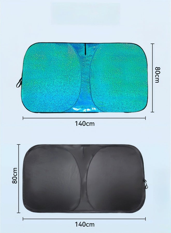 Cold Titanium Ice Layer Car Windshield Sunshade (140×80cm) – Foldable Front Window Sun Visor | Ultimate Heat Insulation & UV Protection - Image 3