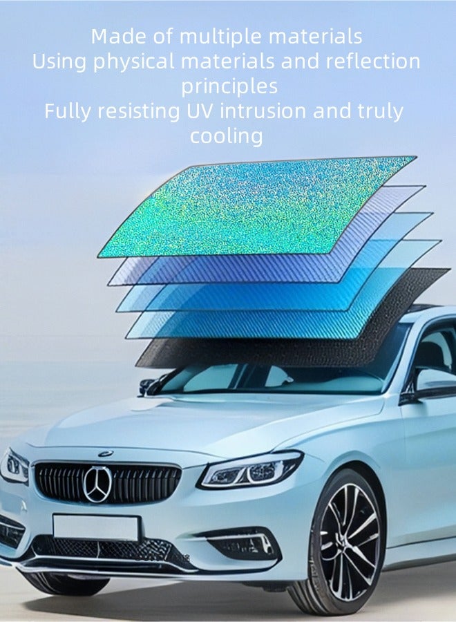 Cold Titanium Ice Layer Car Windshield Sunshade (140×80cm) – Foldable Front Window Sun Visor | Ultimate Heat Insulation & UV Protection - Image 1