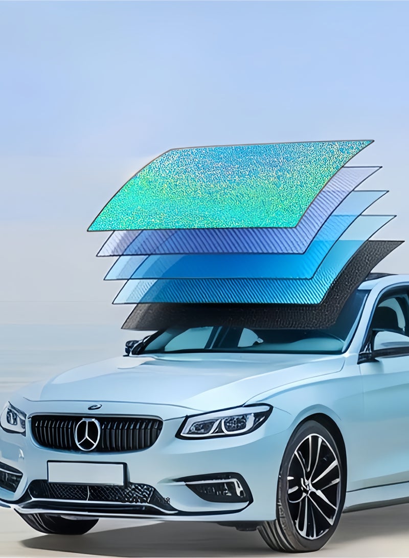 طبقة الجليد التيتانيوم الباردة للزجاج الأمامي للسيارة الظل الشمسي (140 × 80 سم)  نافذة أمامية قابلة للطي شاشة الشمس  العزل الحراري النهائي وحماية الأشعة فوق البنفسجية - Image 1