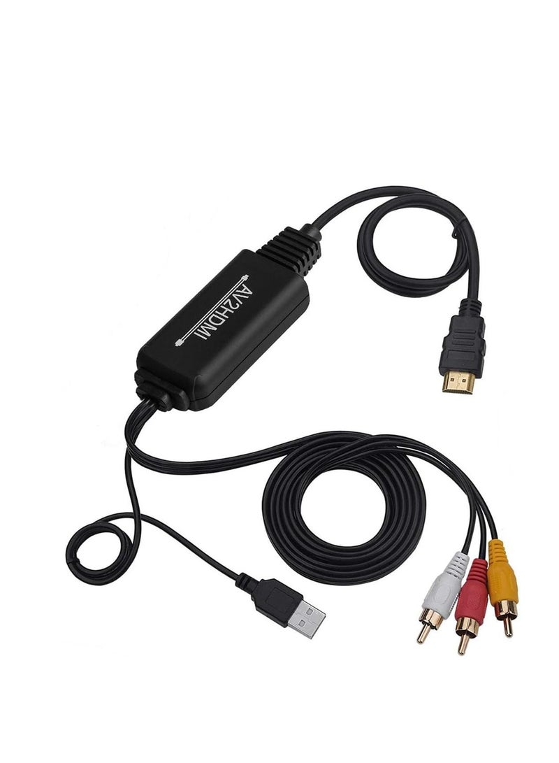 SYOSI محول RCA إلى HDMI، كابل محول AV إلى HDMI، 3RCA CVBS مركب صوت فيديو إلى 1080P HDMI يدعم PAL NTSC لأجهزة الكمبيوتر المحمولة Xbox PS3 PS4 التلفاز STB VHS VCR الكاميرا DVD وغيرها - Image 1
