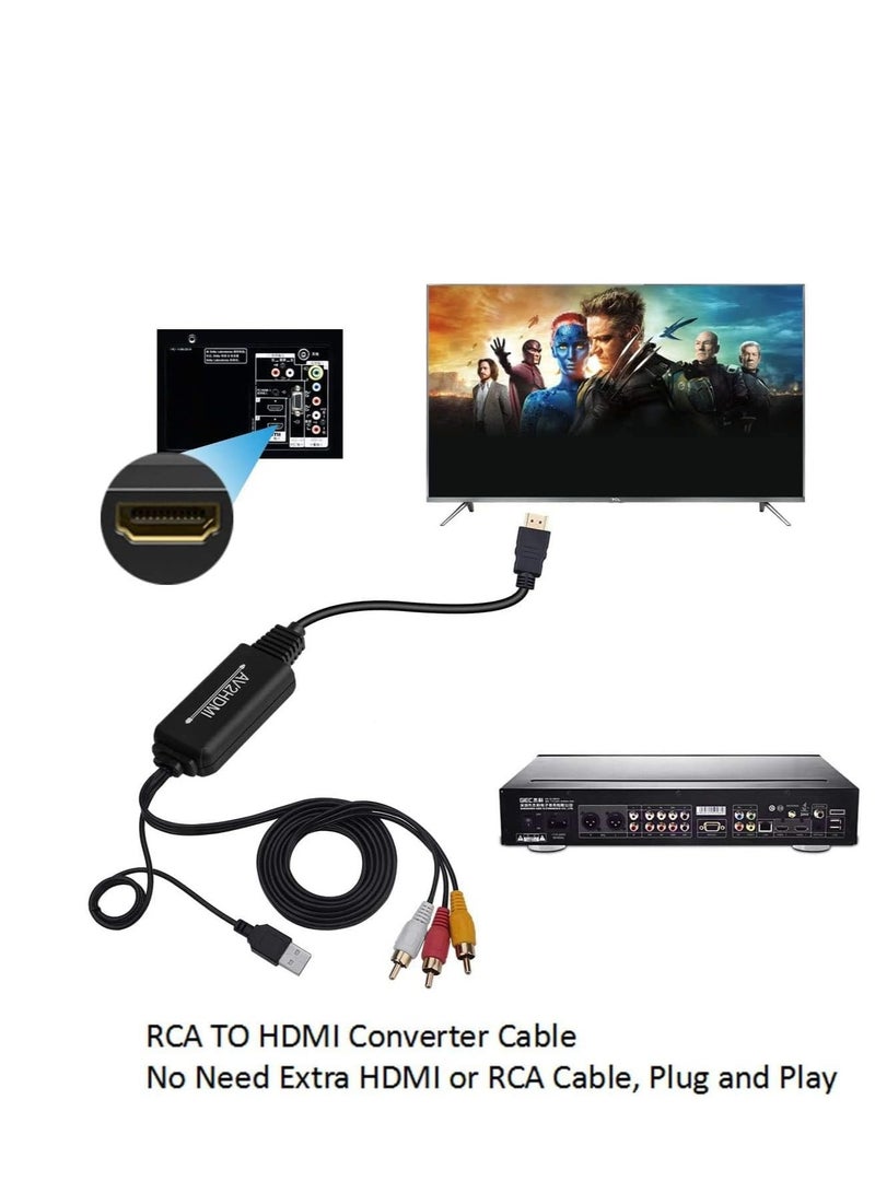 SYOSI محول RCA إلى HDMI، كابل محول AV إلى HDMI، 3RCA CVBS مركب صوت فيديو إلى 1080P HDMI يدعم PAL NTSC لأجهزة الكمبيوتر المحمولة Xbox PS3 PS4 التلفاز STB VHS VCR الكاميرا DVD وغيرها - Image 5