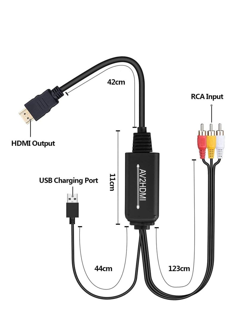 SYOSI محول RCA إلى HDMI، كابل محول AV إلى HDMI، 3RCA CVBS مركب صوت فيديو إلى 1080P HDMI يدعم PAL NTSC لأجهزة الكمبيوتر المحمولة Xbox PS3 PS4 التلفاز STB VHS VCR الكاميرا DVD وغيرها - Image 4