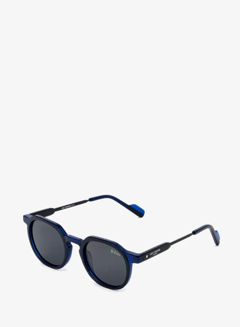 1.1 Polarized Sunglasses Black Blue Frame Gradient Grey Mirror Lens 45mm  - LCU10567C1