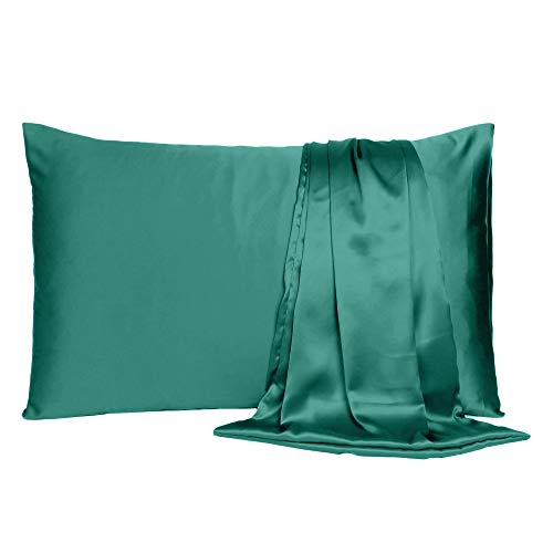 Oussum Satin Pillow Cover Pillowcase Soft and Comfortable Silky for Hair and Skin HomeDecor 1 Piece (Bayberry Green, Regular Size, 18X27 INCHES) - Image 1