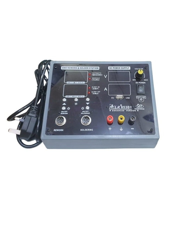 LK 853D+ Soldering Iron Station With Hot Air Gun, Rework Station, DC Power Supply, SMD Soldering Tool 