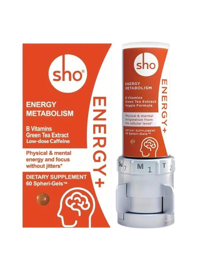 SHO Energy+ Kit Vegan Energy & Focus Supplements 60 Pills-Matcha Extract, Methylated B Complex Vitamin B Complex, and Caffeine Natural Energy Booster for Men & Women Without Crash & Jitters  - Image 1