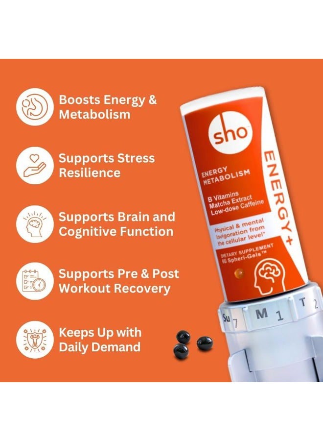 SHO Energy+ Kit Vegan Energy & Focus Supplements 60 Pills-Matcha Extract, Methylated B Complex Vitamin B Complex, and Caffeine Natural Energy Booster for Men & Women Without Crash & Jitters  - Image 3