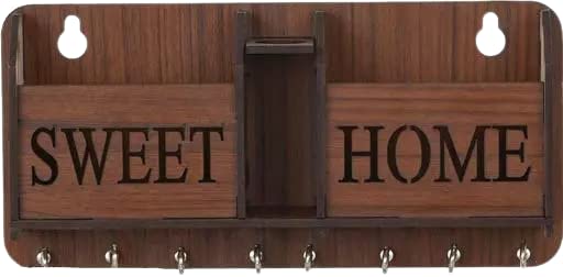 My Dream Carts Sweet Home Key Holder for Home Wall Stylish | Wooden Key Stand for Wall | MDF Key Hanger | Two Box to Charge Mobile | Pen and Keys Holder Stand for Office, Hall Living | Matte Finish - Image 1