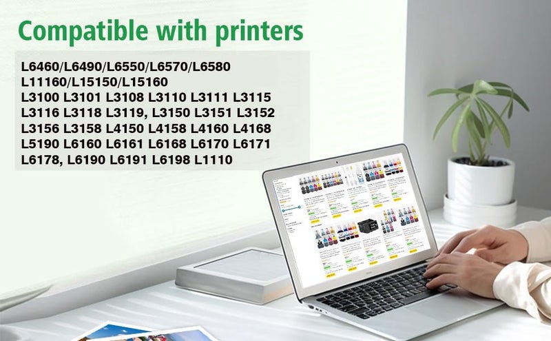 KOSH 003 Refill Ink Compatible for Epson L3110, L3150, L3250, L3252 L3115, L3116, L3101, L3210, L3215, L3216, L3151, L3152, L3156, L5190 Printer (5, (2X Black) Cyan Magenta Yellow) - Image 2