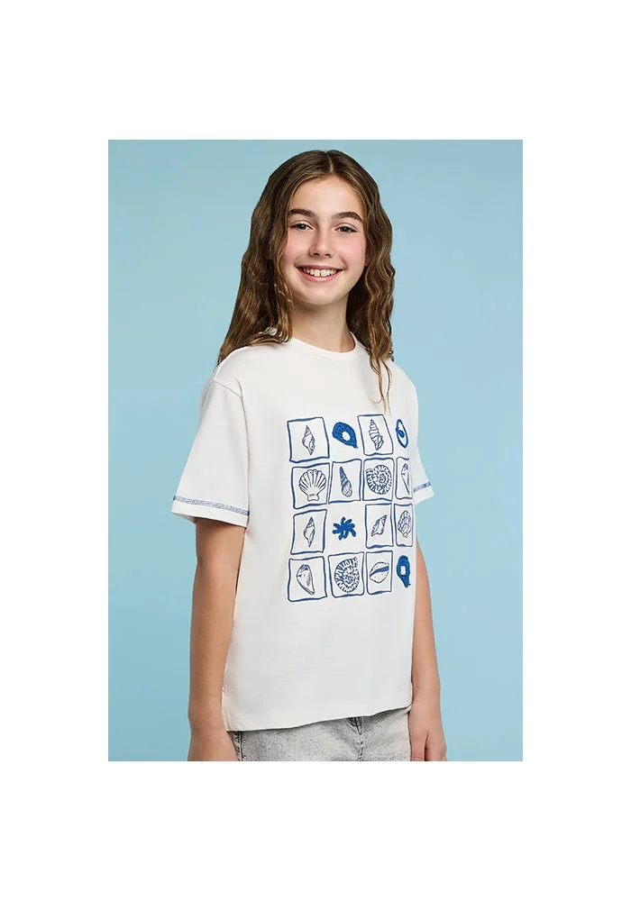 أر أند بي Printed T-Shirt with Crew Neck and Short Sleeves