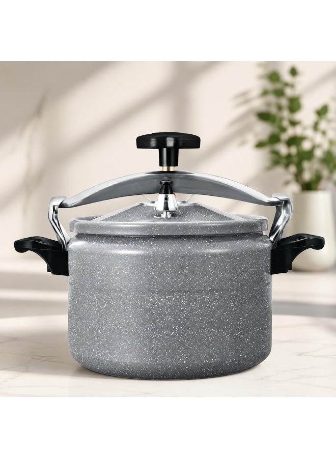 9Liters Granite Non-Stick Pressure Cooker for Fast Cooking | Pressure Cooker with Airtight Lid, Ergonomic Handle, High Quality Safety Valve (Grey, 9 Liter) Grey - Image 1