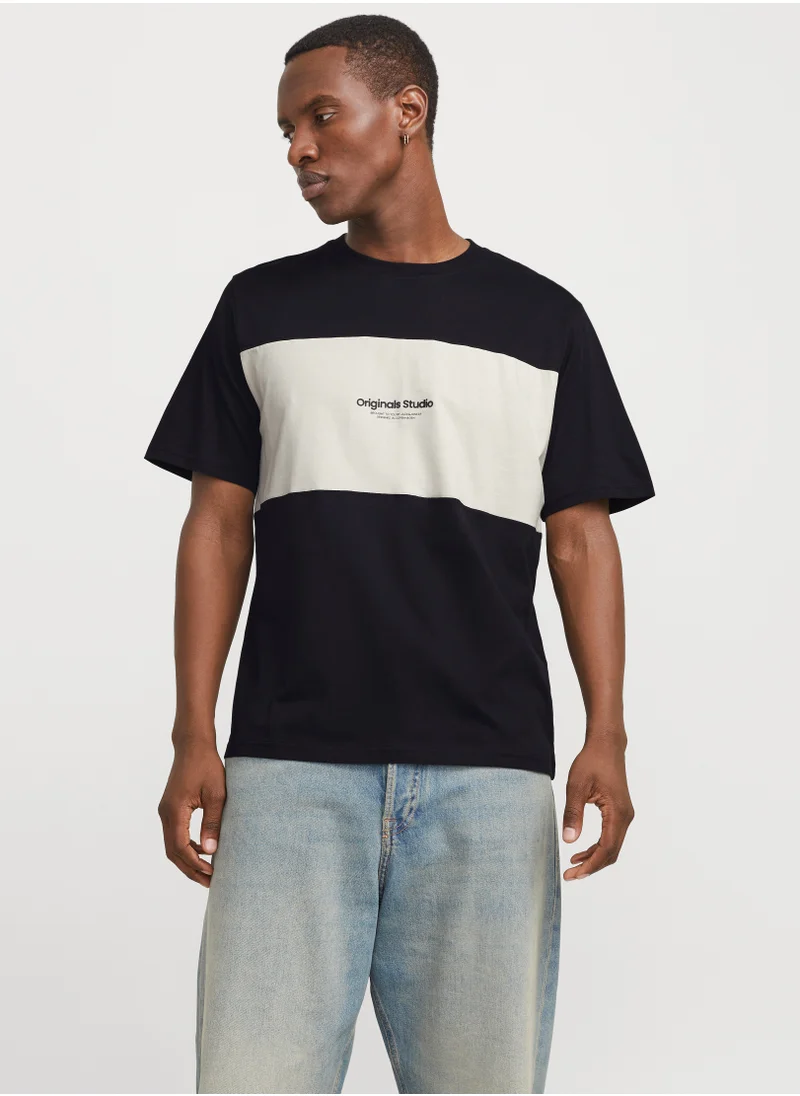 جاك اند جونز Jorvesterbro Block Tee Short Sleeve  Crew Neck T-Shirt