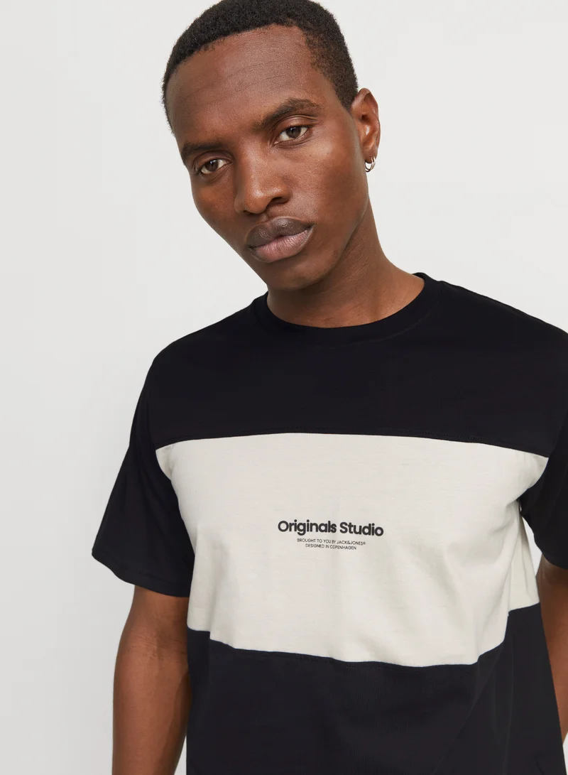 جاك اند جونز Jorvesterbro Block Tee Short Sleeve  Crew Neck T-Shirt