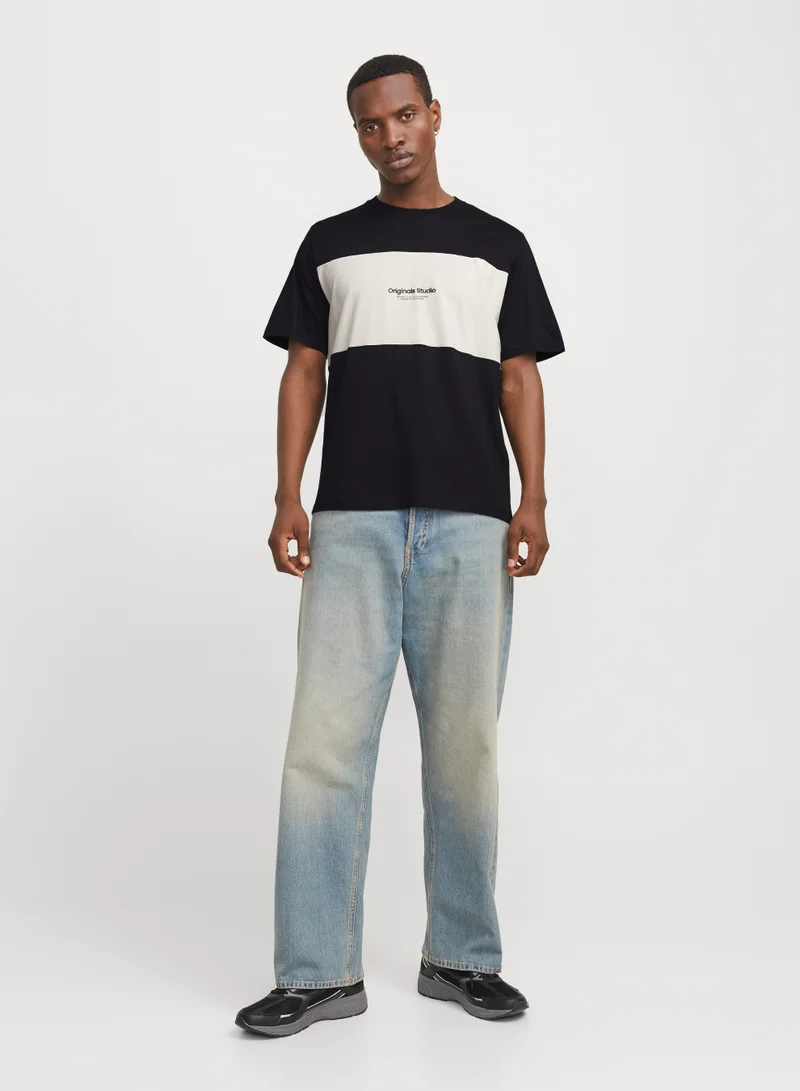 جاك اند جونز Jorvesterbro Block Tee Short Sleeve  Crew Neck T-Shirt