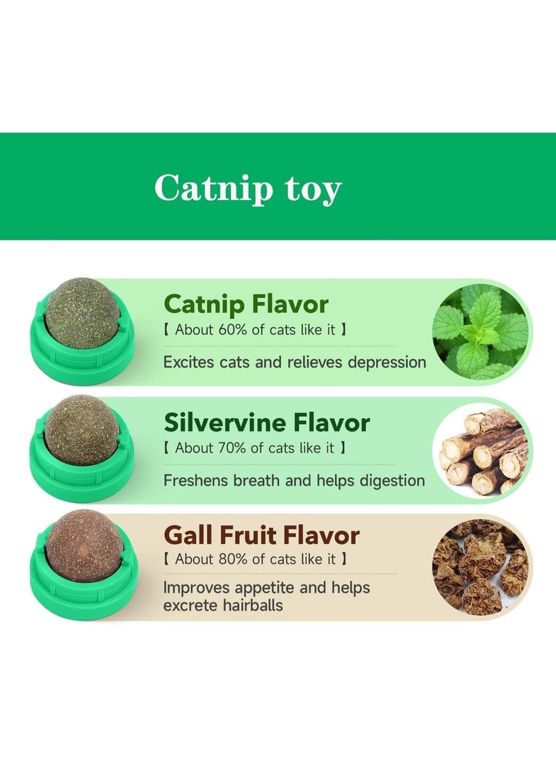 ChicAbode 4 Pcs Cat Toys, Catnip Toys Balls, Extra Cat Energy Ball, Natural Interactive Toy Edible Kitty Lick Toys, for Cats Lick Teeth Cleaning Dental Cat Ball Toy, Catnip Balls for Cats Wall, Green - Image 4