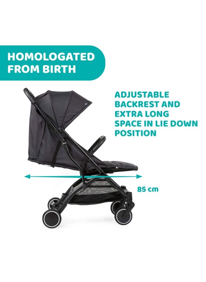 شيكو عربة أطفال شيكو ترولي مي مع قضيب حماية أمامي، مناسبة للأطفال من عمر 0-3 سنوات (أولاد وبنات)، سهلة الحمل والتنقل، مسند ظهر قابل للإمالة مع تعديل متعدد المستويات، قابلة للطي بيد واحدة، غطاء مطري مرفق، مظلة مزودة بنافذة شبكية، (حتى 15 كجم، لون أسود حجري) - Image 4