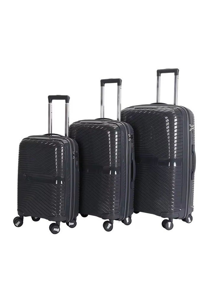 3-Piece Polypropylene Luggage Set – Durable, Lightweight & Unbreakable luggage, 360° Spinner Wheels with TSA lock & Anti-Theft Zipper for Stress-Free Travel (28", 24", 20") sizes