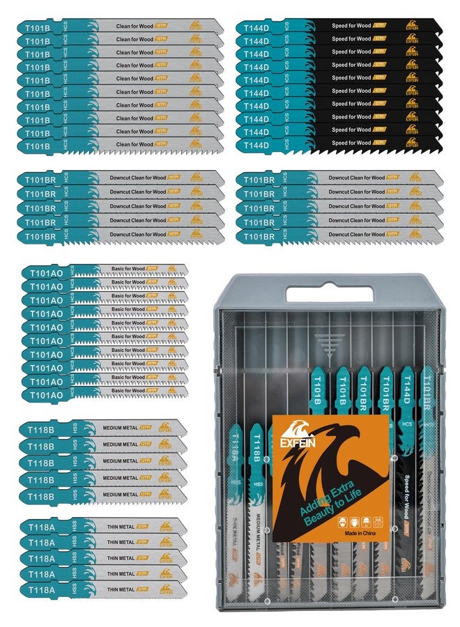 EXFEIN 50-Piece Jigsaw Blades for Metal and Softwood Plywood, Professional Accessory Jigsaw - Image 1