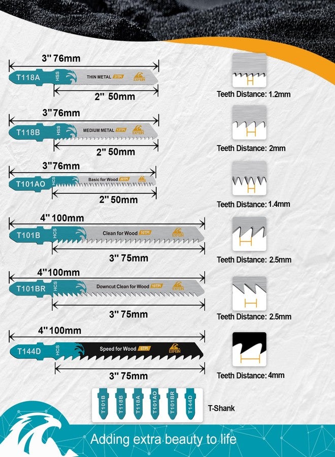 EXFEIN 50-Piece Jigsaw Blades for Metal and Softwood Plywood, Professional Accessory Jigsaw - Image 4