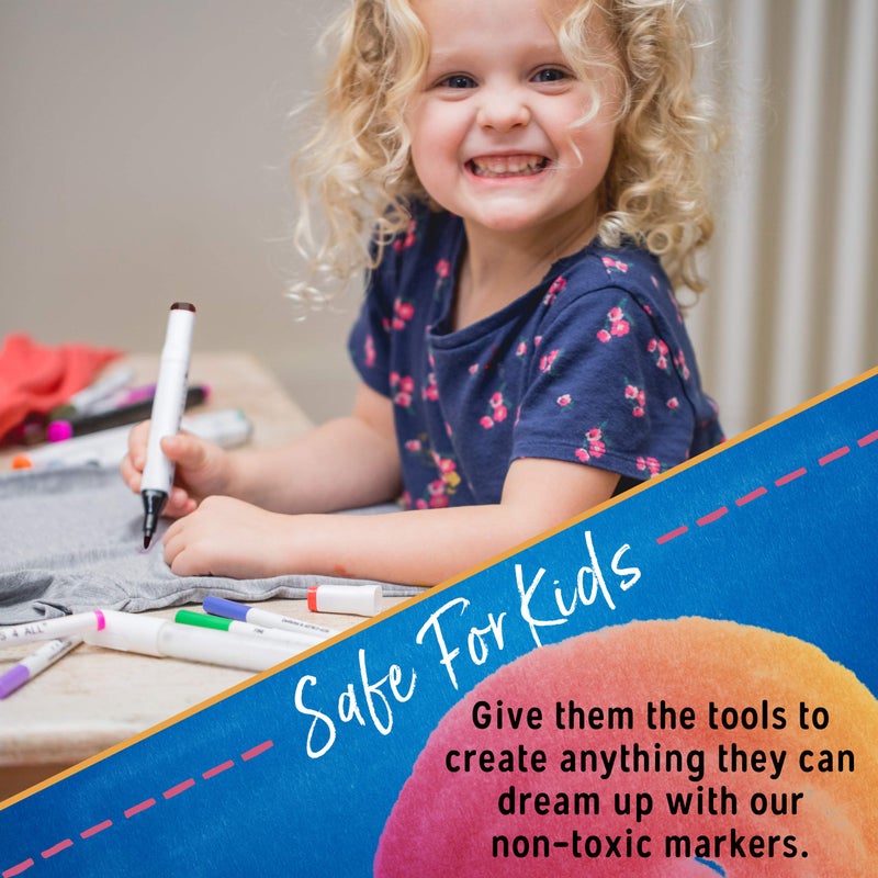 Crafts 4 ALL أقلام تلوين القماش من كرافتس 4 أول للملابس - عبوة من 2، لا تتلاشى، أقلام قماش دائمة ذات طرفين - لا تسرب، أقلام تلوين قابلة للغسل في الغسالة لتزيين القماش - قلم غسيل، يمسح البقع بسهولة - Image 4