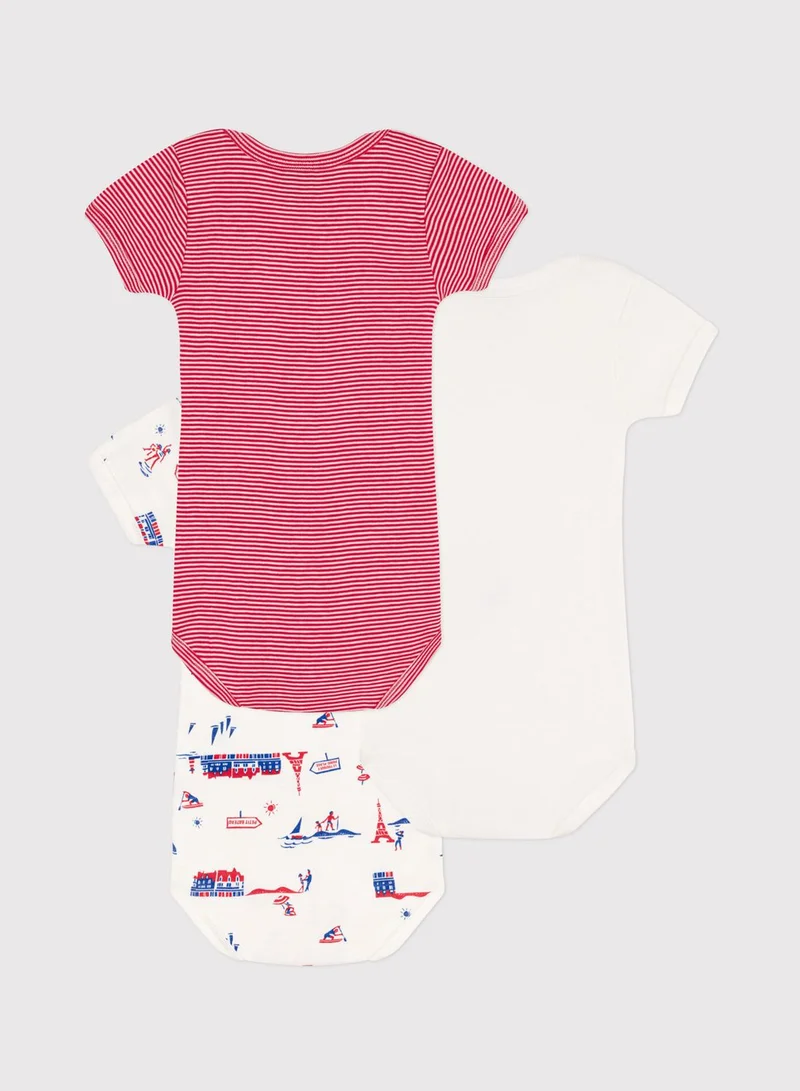 Petit Bateau Kids 3 Pack Assorted Bodysuits