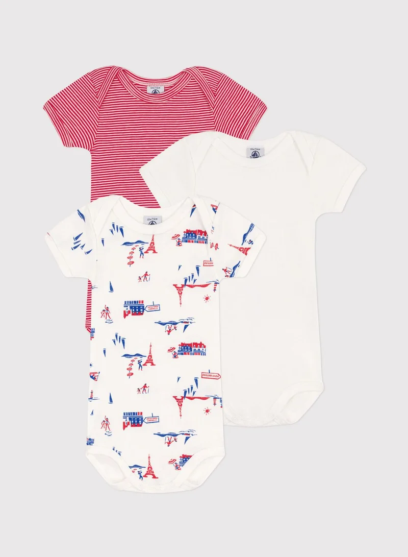 Petit Bateau Kids 3 Pack Assorted Bodysuits