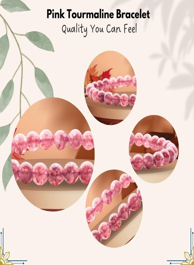Plus Value Pink Tourmaline Bracelet Reiki & Healing Crystal Products | Stylish Charm Crystal Bracelet (6mm Beads Size, Jute Bag) - Image 3