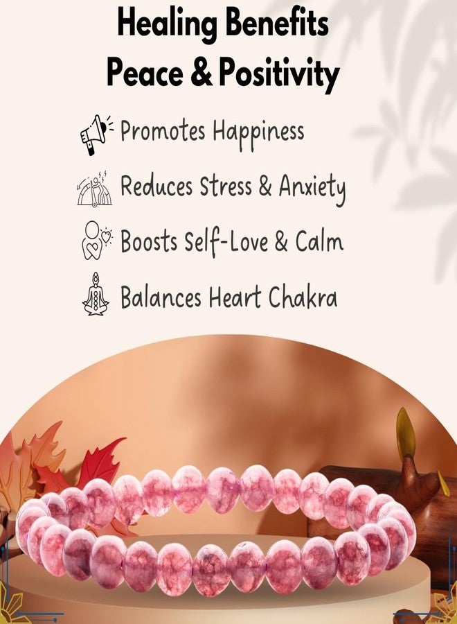 Plus Value Pink Tourmaline Bracelet Reiki & Healing Crystal Products | Stylish Charm Crystal Bracelet (6mm Beads Size, Jute Bag) - Image 2