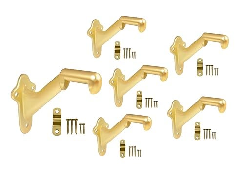 QCAA HandRail Brackets 3 Zinc Die Cast Champagne Brass 6 Pack Made in Taiwan - Image 1