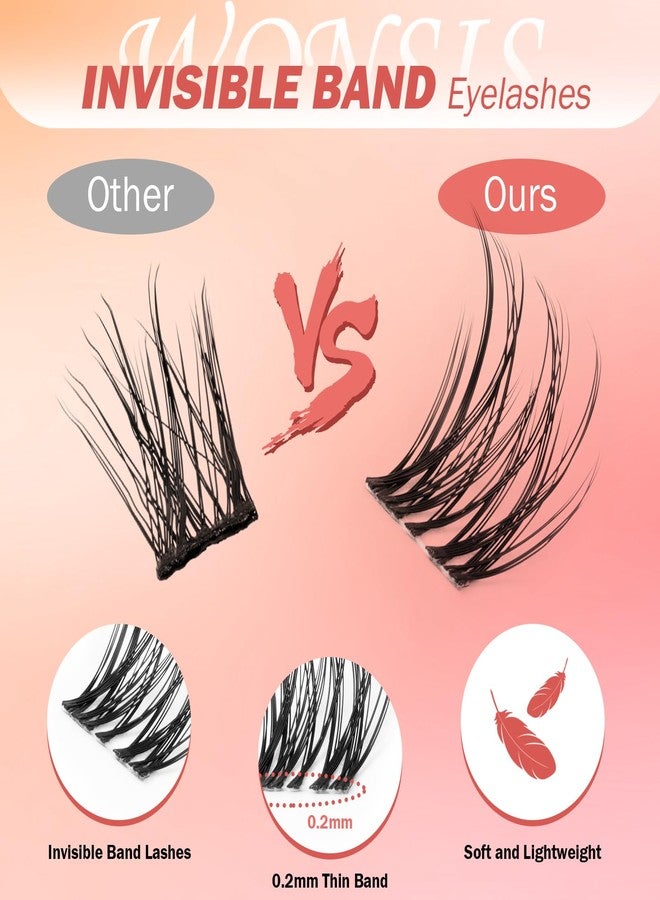 WONSIS Lash Clusters, Invisible Band Natural Eyelash Extensions, Reusable Individual 8-16 mm Lashes Clusters, Natural Wispy False Eyelashes for Home Eyelash Extensions by WONSIS - Image 3