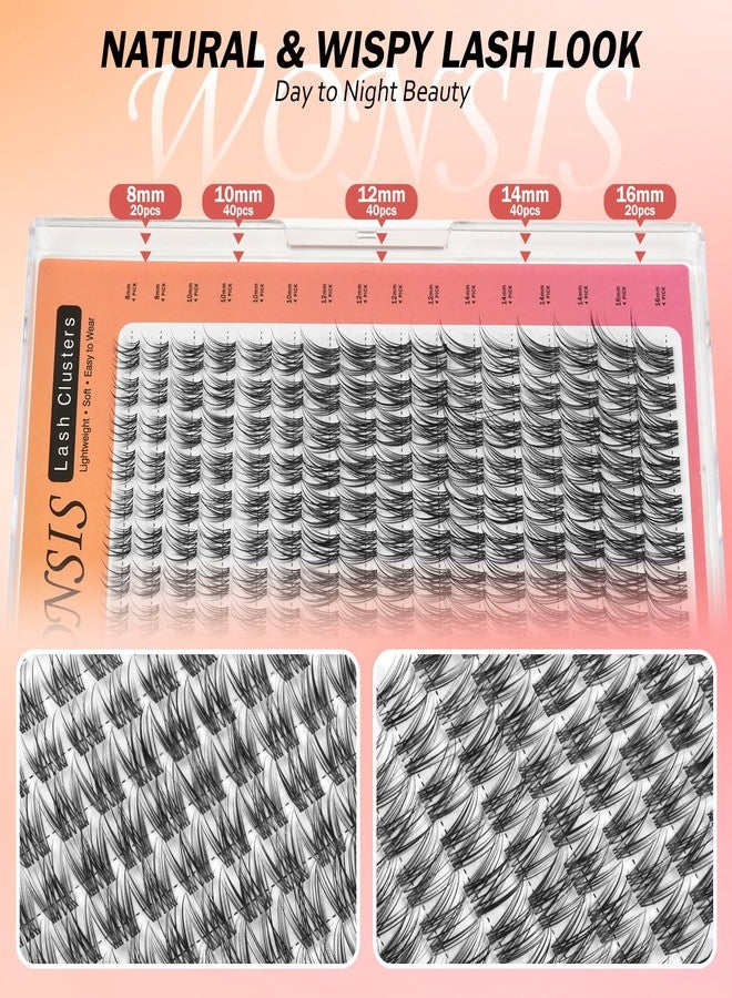 WONSIS Lash Clusters, Invisible Band Natural Eyelash Extensions, Reusable Individual 8-16 mm Lashes Clusters, Natural Wispy False Eyelashes for Home Eyelash Extensions by WONSIS - Image 2