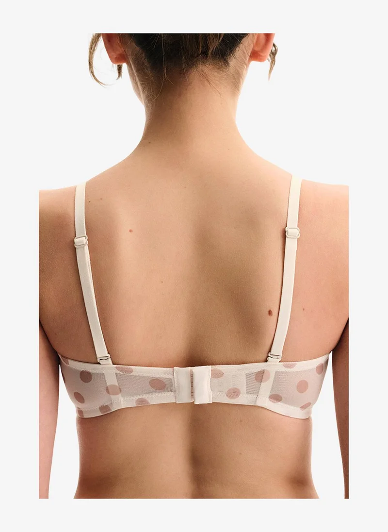 بنتي Women Lotus Mesh Cream/Pink Strapless Wired Bra