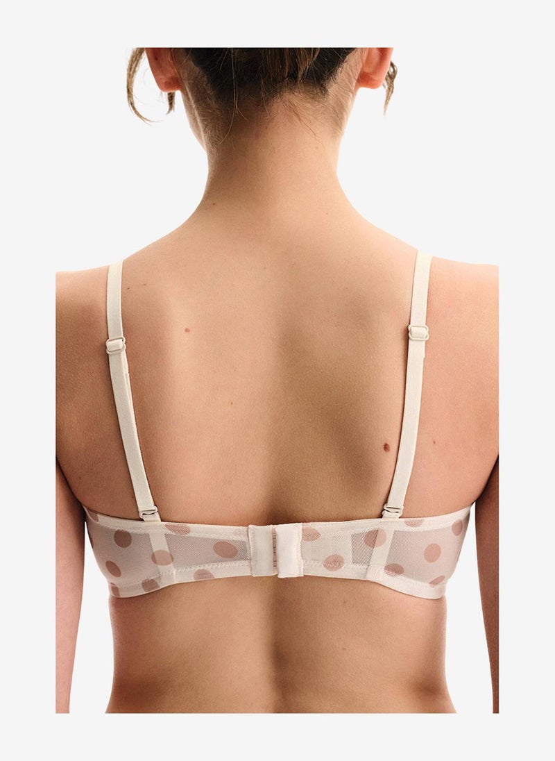 Penti Women Lotus Mesh Cream/Pink Strapless Wired Bra - Image 2