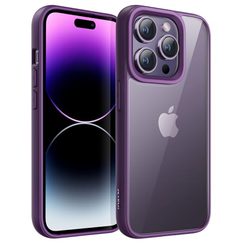 JETech Case for iPhone 14 Pro 61Inch Shockproof Phone Bumper Cover Solid Color Matte TPU Frame AntiScratch Clear Back Deep Purple - Image 1