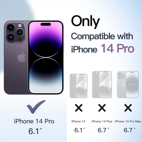 JETech Case for iPhone 14 Pro 61Inch Shockproof Phone Bumper Cover Solid Color Matte TPU Frame AntiScratch Clear Back Deep Purple - Image 3