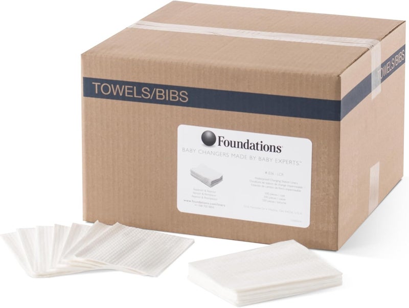 Foundations بطانات تغيير الأطفال القابلة للتصرف المقاومة للماء لمحطات تغيير الأطفال التجارية، مكاتب الأطباء، مراكز الرعاية، 500 عبوة، 2-طبقة، 036-LCR - Image 1