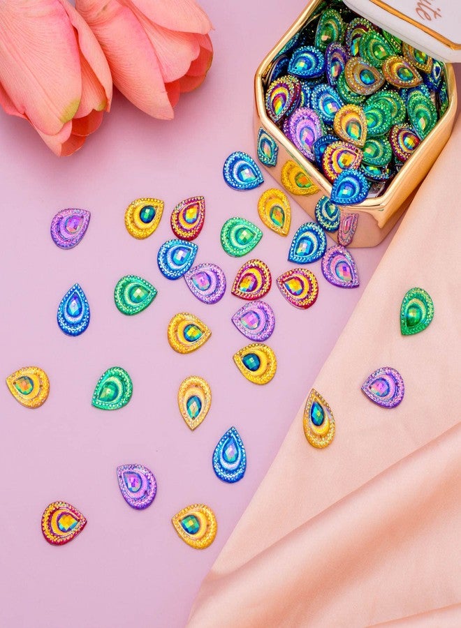 ANCIRS 125pcs 13x18mm AB Color Waterdrop Rhinestones Buttons for Costume, Resin Sew-on Mixed Color Diamond Crystal Glitter Decor Flatback Rhinestones Buttons for DIY Crafts Wedding Dress Decorations - Image 4