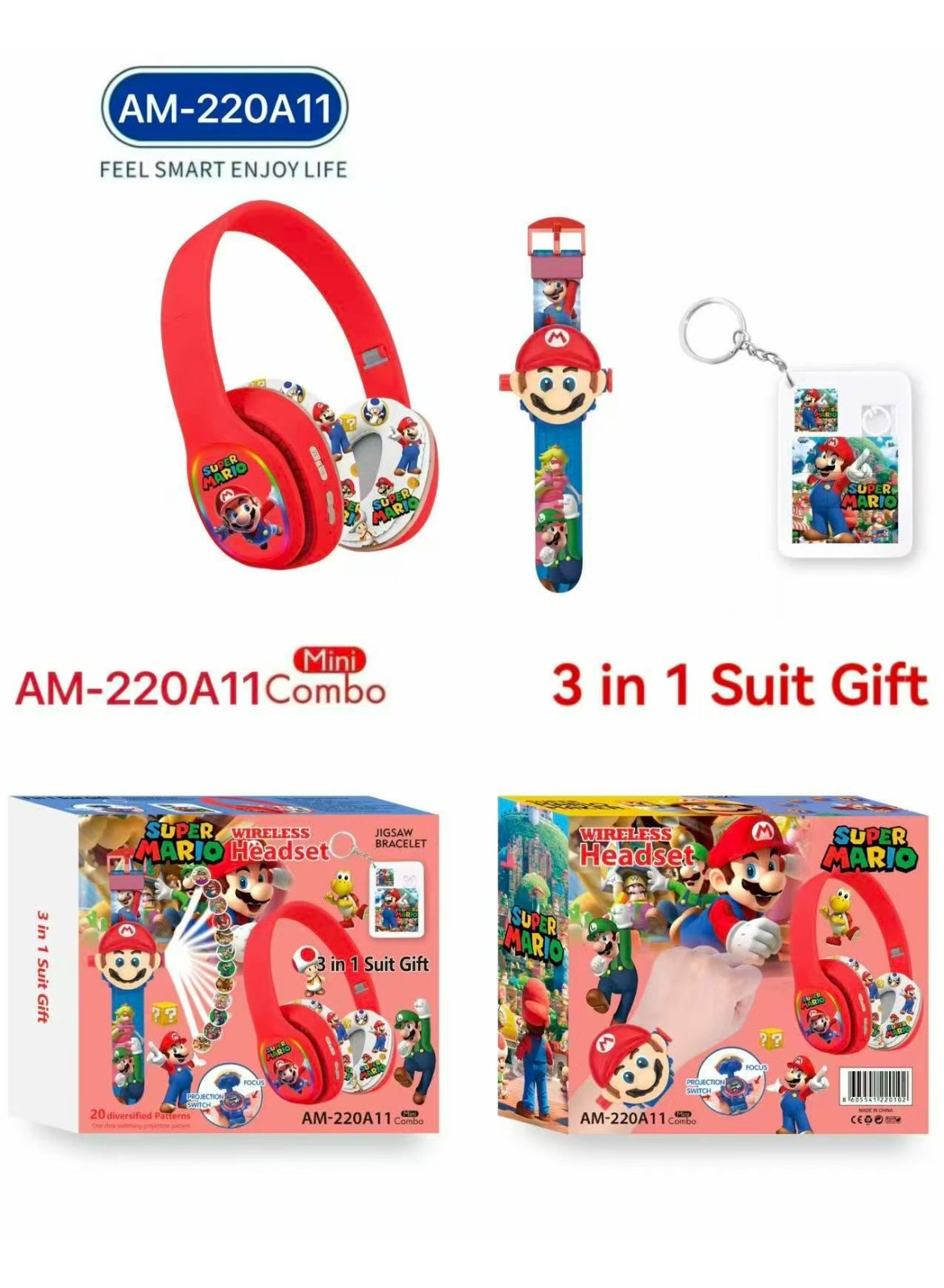 supermario Supermario Super Mario Bluetooth Kids Headset Z079BF8FCAA02B048FFAEZ
