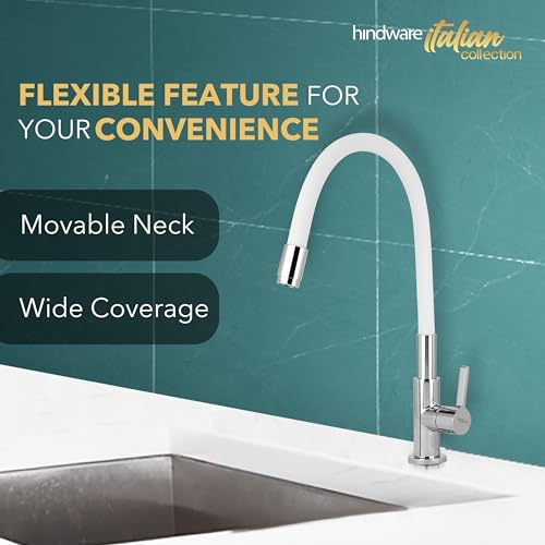 Hindware F920001CP Single Lever Hot and Cold Sink Mixer with Flexible Spout (White), Kitchen Mixer Tap - Image 4