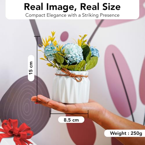Ekhasa Nostrae by Ekhasa Chrysanthemum Flower Ceramic Vase with Artificial Flowers Plant | Small Rose Flower Pots with Artificial Flowers for Home Decor Centre Table Pots Living Room Office Wedding & Gift - Image 3