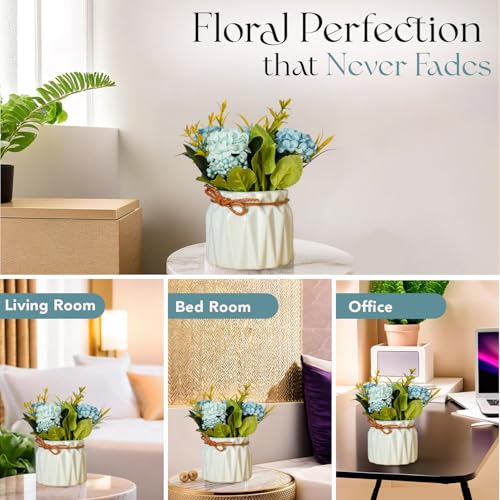 Ekhasa Nostrae by Ekhasa Chrysanthemum Flower Ceramic Vase with Artificial Flowers Plant | Small Rose Flower Pots with Artificial Flowers for Home Decor Centre Table Pots Living Room Office Wedding & Gift - Image 5