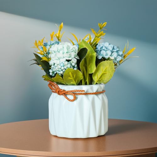 Ekhasa Nostrae by Ekhasa Chrysanthemum Flower Ceramic Vase with Artificial Flowers Plant | Small Rose Flower Pots with Artificial Flowers for Home Decor Centre Table Pots Living Room Office Wedding & Gift - Image 1