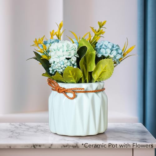 Ekhasa Nostrae by Ekhasa Chrysanthemum Flower Ceramic Vase with Artificial Flowers Plant | Small Rose Flower Pots with Artificial Flowers for Home Decor Centre Table Pots Living Room Office Wedding & Gift - Image 2