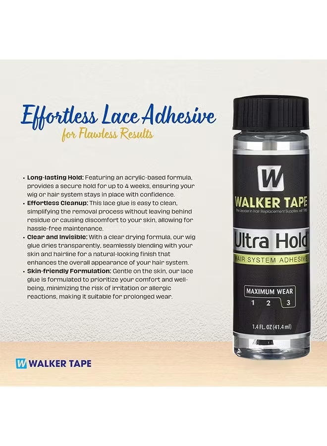 Walker Tape Ultra Hold Hair System Adhesive 1.4oz With Brush Applicator, Waterproof Hair Glue For Wigs, Lace Glue Hair Bonding Glue For Hair Extensions, Long Lasting Hold Up Adhesive Wig Essentials - Image 4
