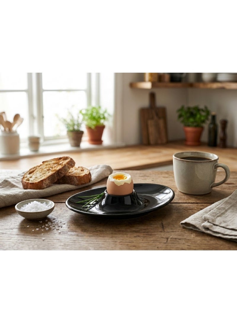 Ariane Fine Porcelain Dazzle Collection Egg Cup, 16cm, Black - Image 2