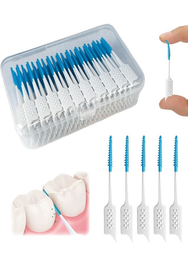 100 Pieces Dual-Use Interdental Brushes Soft Silicone, Disposable Dental Picks,Premium Dental Floss Picks for Braces Oral Cleaning - Image 1