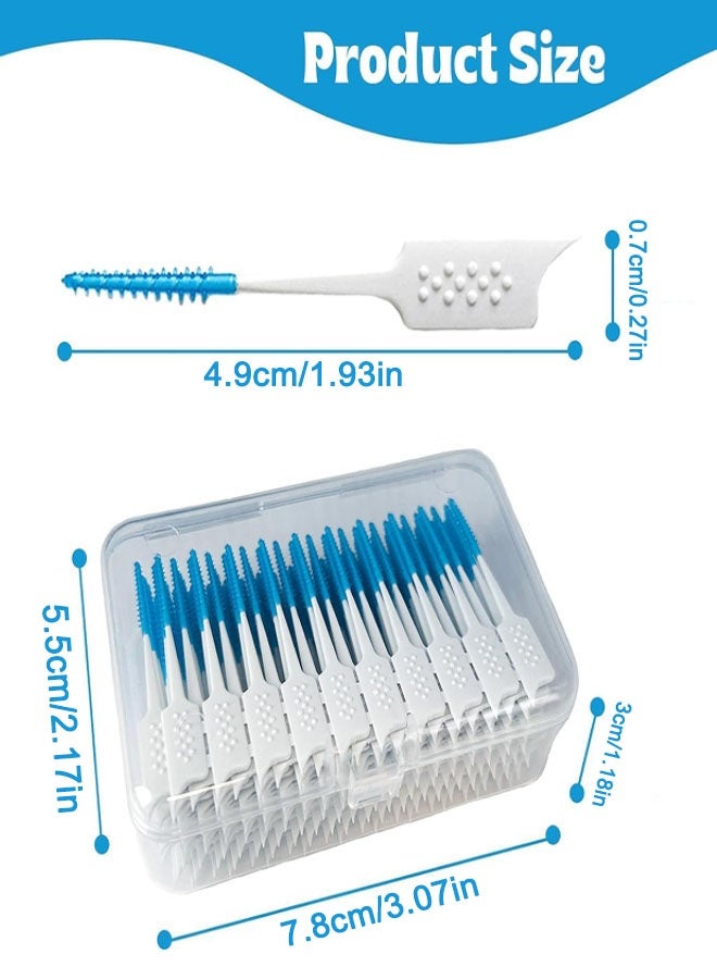 100 Pieces Dual-Use Interdental Brushes Soft Silicone, Disposable Dental Picks,Premium Dental Floss Picks for Braces Oral Cleaning - Image 2