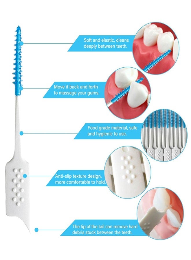 100 Pieces Dual-Use Interdental Brushes Soft Silicone, Disposable Dental Picks,Premium Dental Floss Picks for Braces Oral Cleaning - Image 3