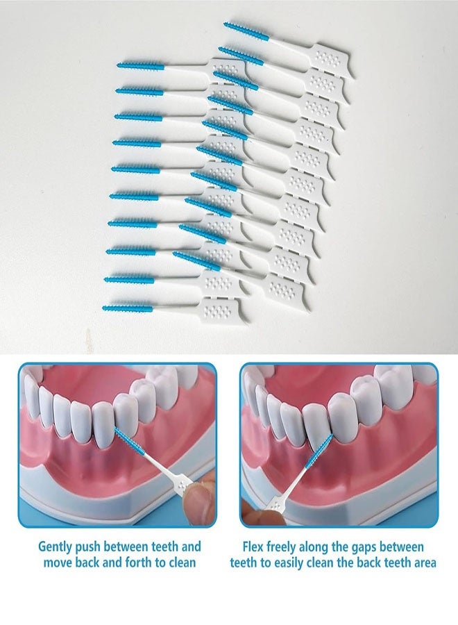 100 Pieces Dual-Use Interdental Brushes Soft Silicone, Disposable Dental Picks,Premium Dental Floss Picks for Braces Oral Cleaning - Image 4